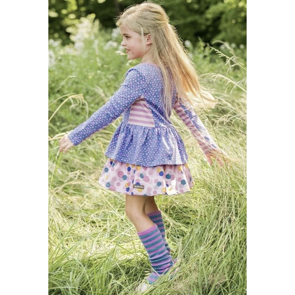 Matilda Jane Jazz Hands Leg Warmers One Size Pink Blue Striped Ruffle Girls